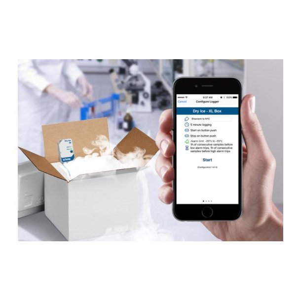 InTemp single-use Dry ice Bluetooth datalogger